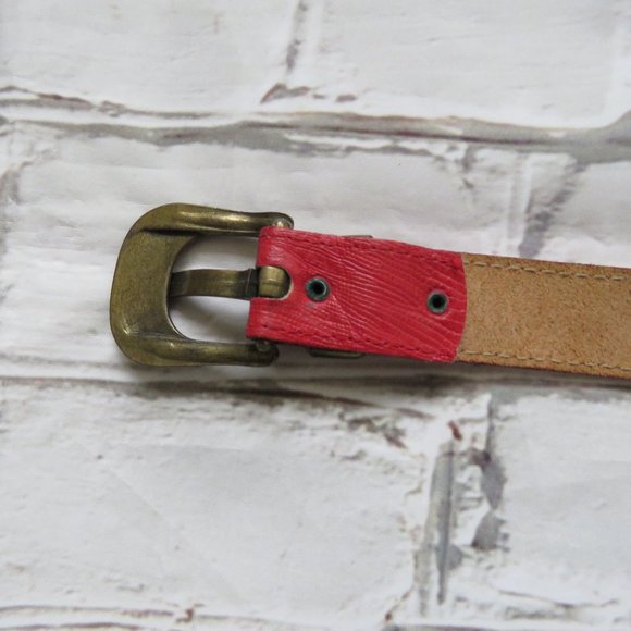 Vintage Red Leather Cowboy Belt - Picture 4 of 10